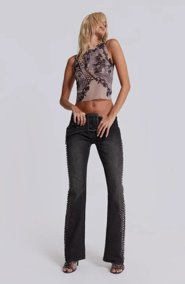 Statement Jeans Women Jaded London Studded Up Denim Jeans