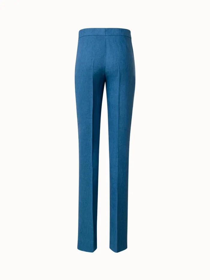 Straight Linen Pants Medium Denim Women Akris Pants