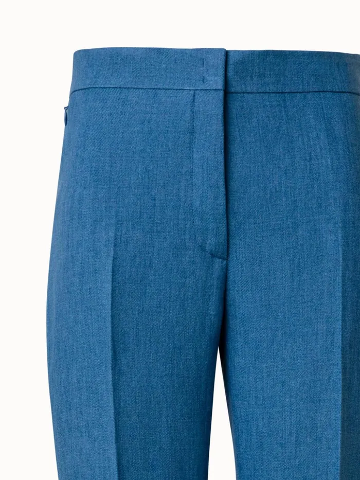 Straight Linen Pants Medium Denim Women Akris Pants