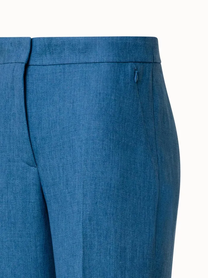 Straight Linen Pants Medium Denim Women Akris Pants