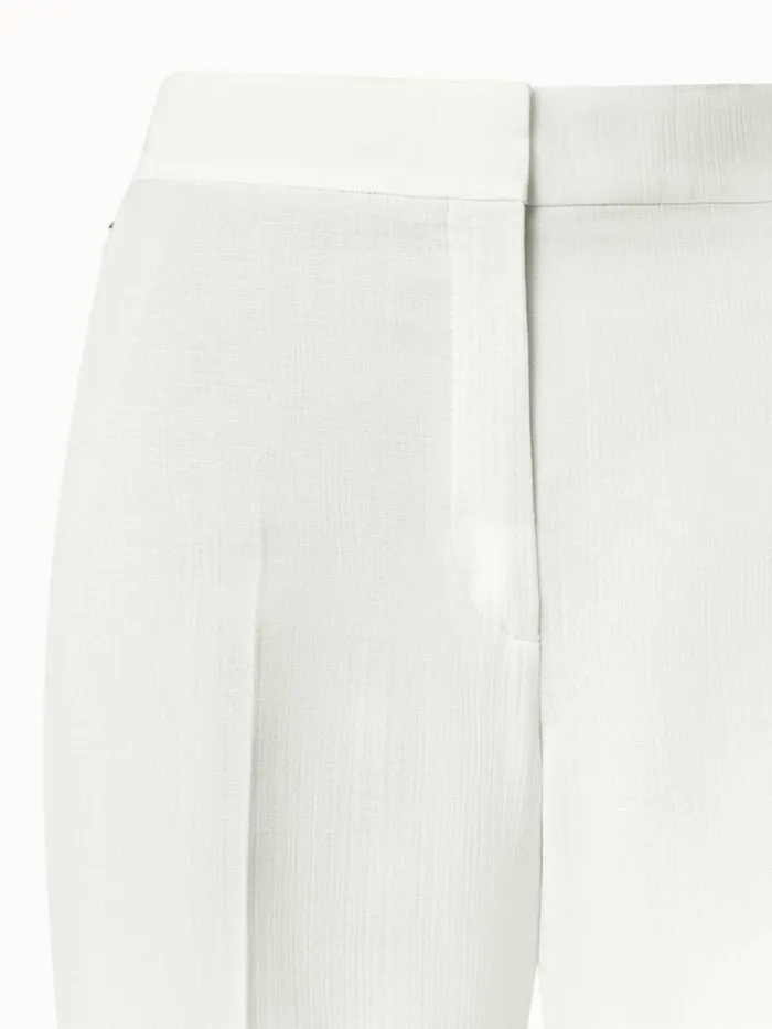 Structured Cotton Silk DoubleFace Straight Leg Pants Ecru Women Akris Pants