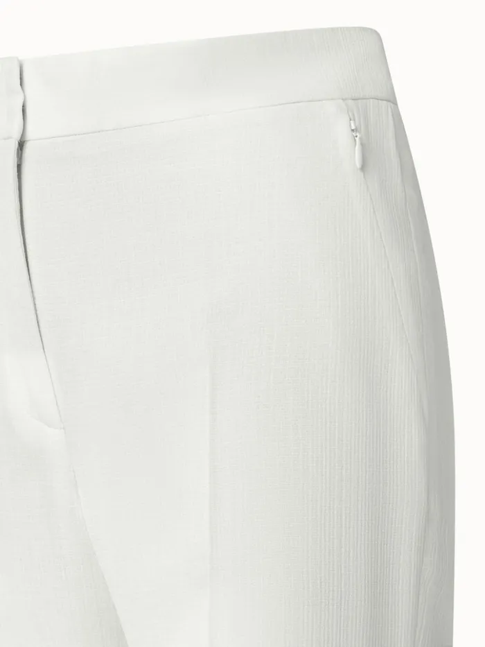 Structured Cotton Silk DoubleFace Straight Leg Pants Ecru Women Akris Pants