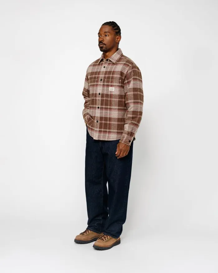 Stussy Outerwear HEAVY WASHED PLAID SHIRT Brown 8211 MenWomen