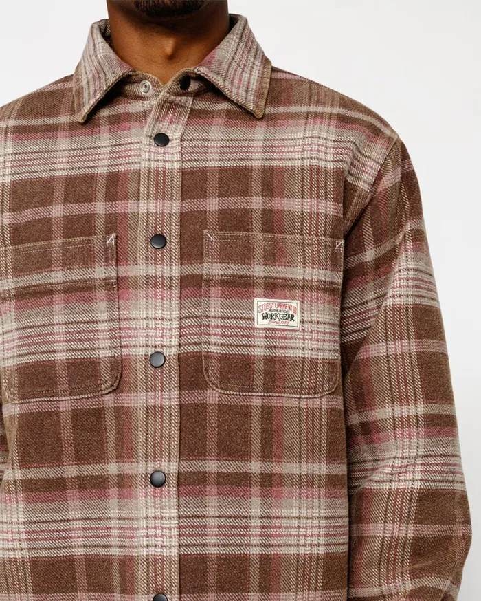 Stussy Outerwear HEAVY WASHED PLAID SHIRT Brown 8211 MenWomen