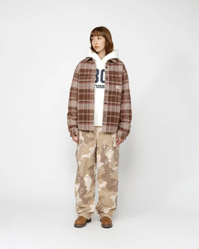 Stussy Outerwear HEAVY WASHED PLAID SHIRT Brown 8211 MenWomen
