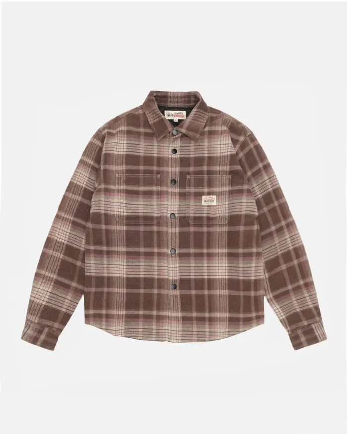 Stussy Outerwear HEAVY WASHED PLAID SHIRT Brown 8211 MenWomen