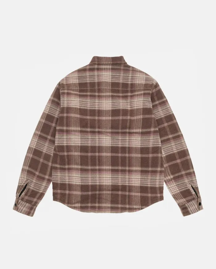 Stussy Outerwear HEAVY WASHED PLAID SHIRT Brown 8211 MenWomen