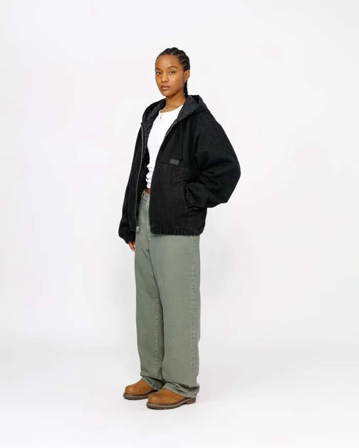 Stussy Outerwear WORK JACKET CANVAS NEEDLE PUNCH Black 8211 MenWomen