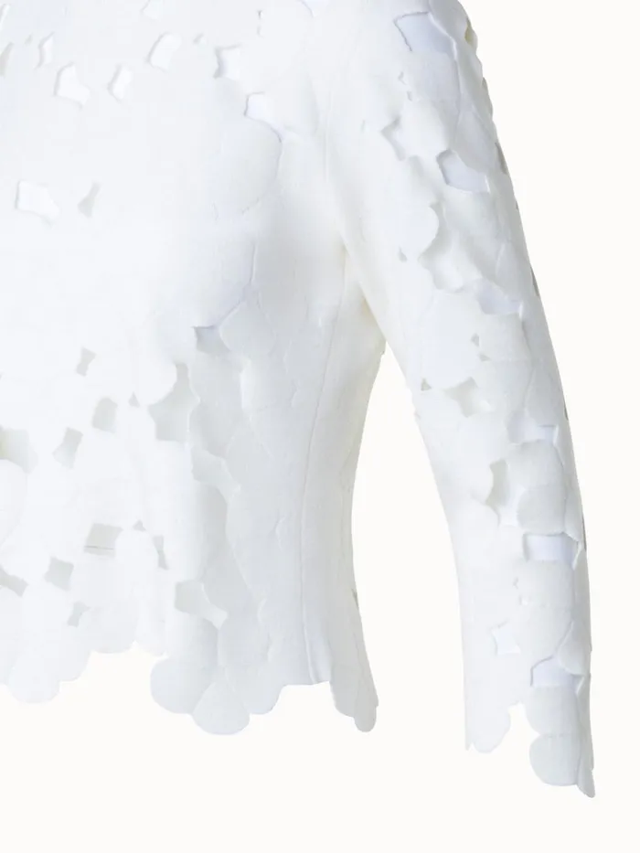 Sweater With Transparent Anemones Jacquard Ecru Women Akris Knitwear