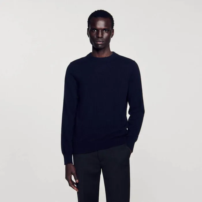 Sweaters and Cardigans Men SANDRO Cashmere Sweater Dark Navy Sweaters and Cardigans Men SANDRO Cashmere Sweater Dark Navy