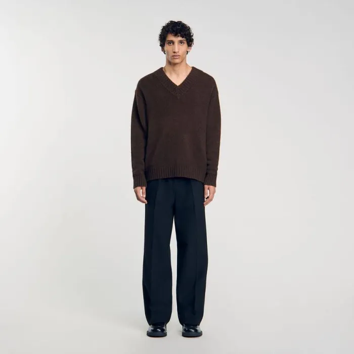 Sweaters and Cardigans Men SANDRO Chunky Knit Sweater Brown Sweaters and Cardigans Men SANDRO Chunky Knit Sweater Brown