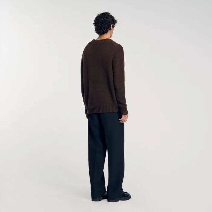 Sweaters and Cardigans Men SANDRO Chunky Knit Sweater Brown Sweaters and Cardigans Men SANDRO Chunky Knit Sweater Brown