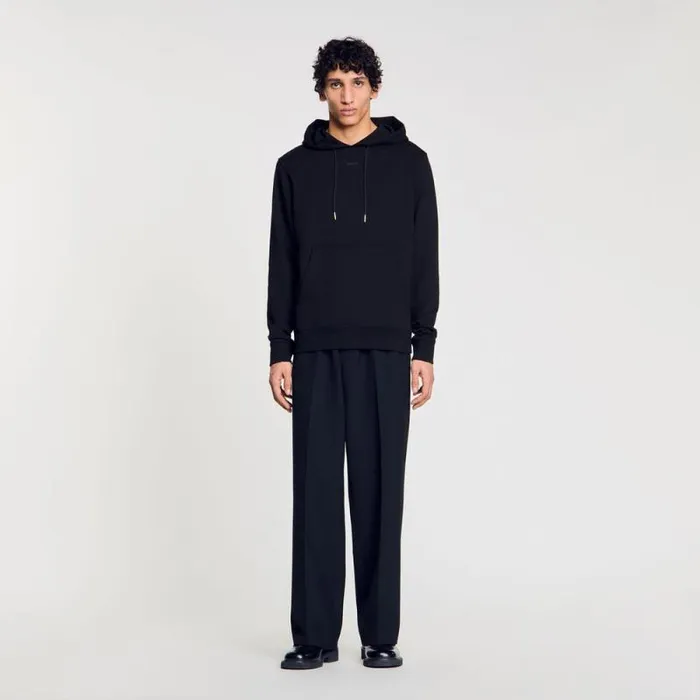 Sweaters and Cardigans Men SANDRO Logo Hoodie Black