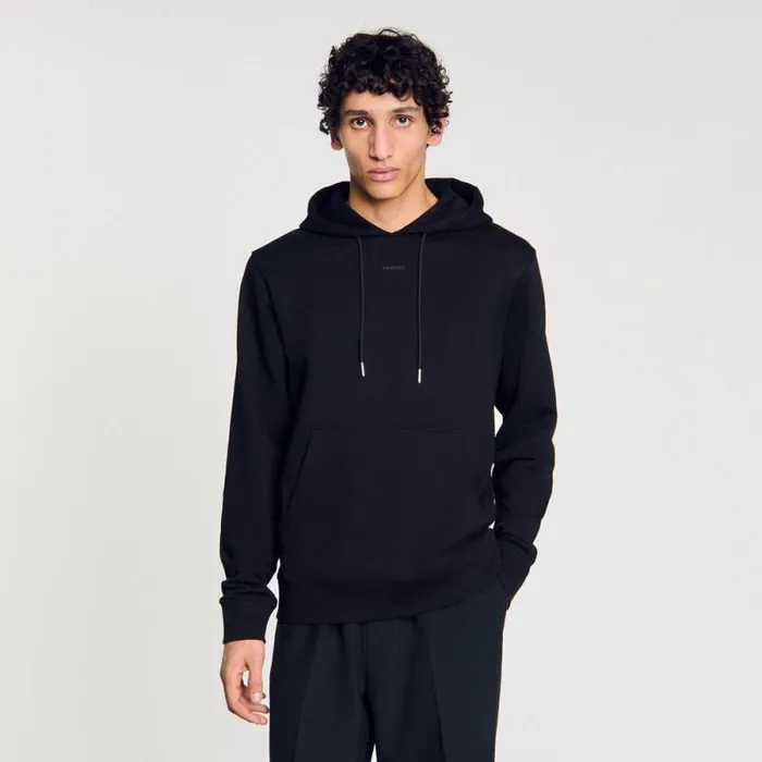 Sweaters and Cardigans Men SANDRO Logo Hoodie Black