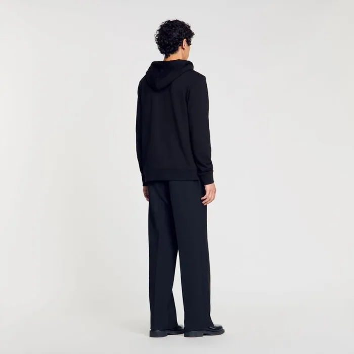 Sweaters and Cardigans Men SANDRO Logo Hoodie Black
