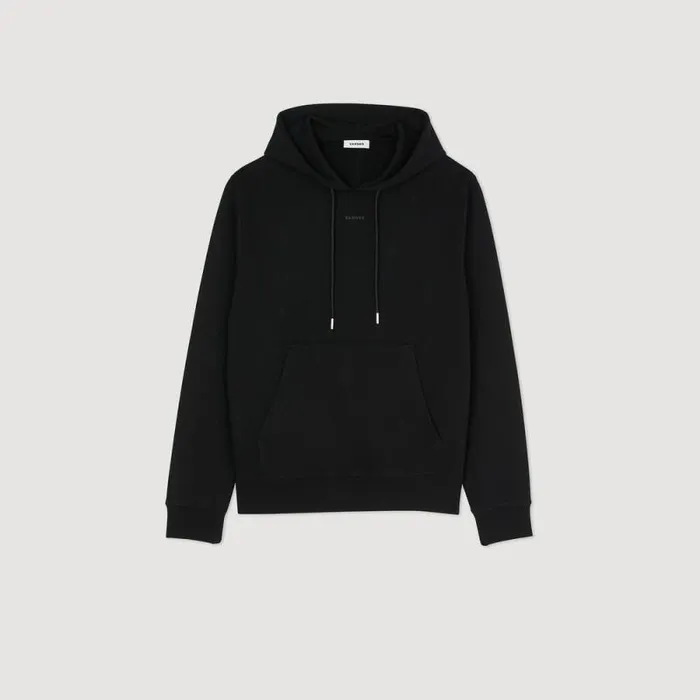 Sweaters and Cardigans Men SANDRO Logo Hoodie Black