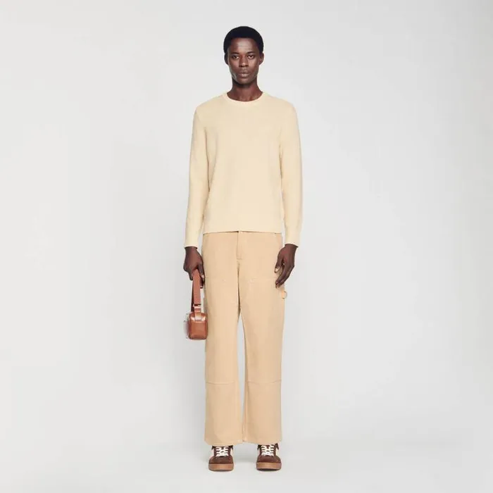 Sweaters and Cardigans Men SANDRO Wool Sweater Off White Mastic