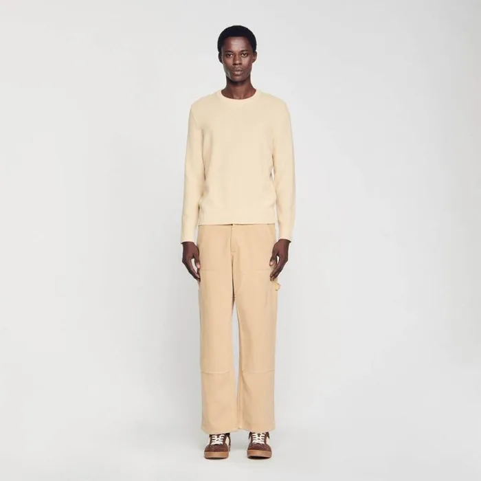 Sweaters and Cardigans Men SANDRO Wool Sweater Off White Mastic
