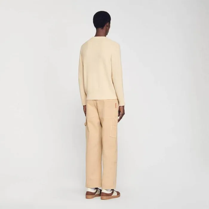 Sweaters and Cardigans Men SANDRO Wool Sweater Off White Mastic