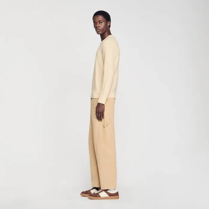 Sweaters and Cardigans Men SANDRO Wool Sweater Off White Mastic