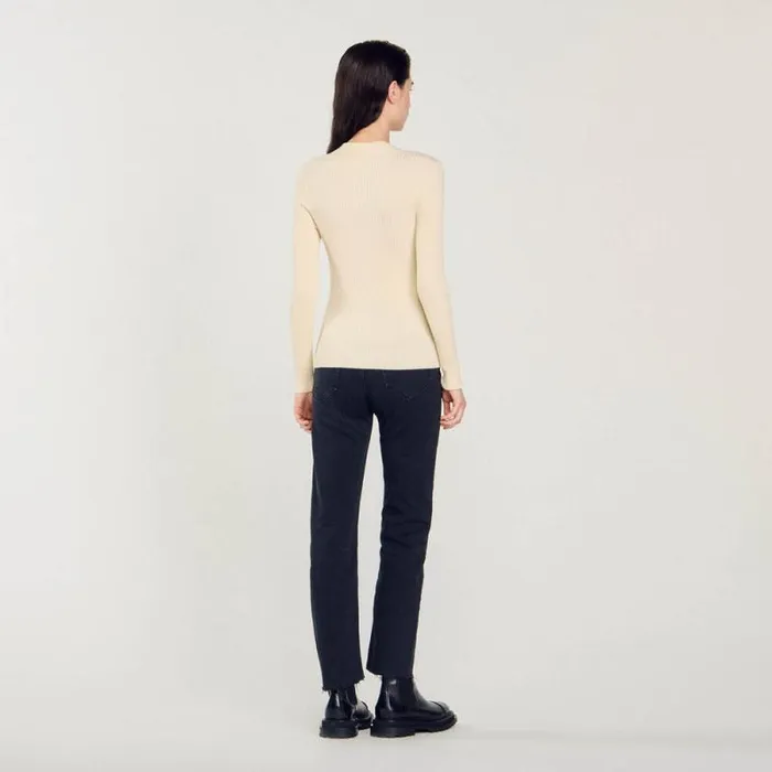 Sweaters and Cardigans Women SANDRO Knitted Cardigan Ecru