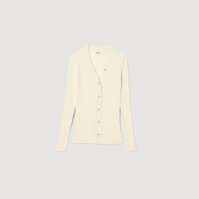 Sweaters and Cardigans Women SANDRO Knitted Cardigan Ecru