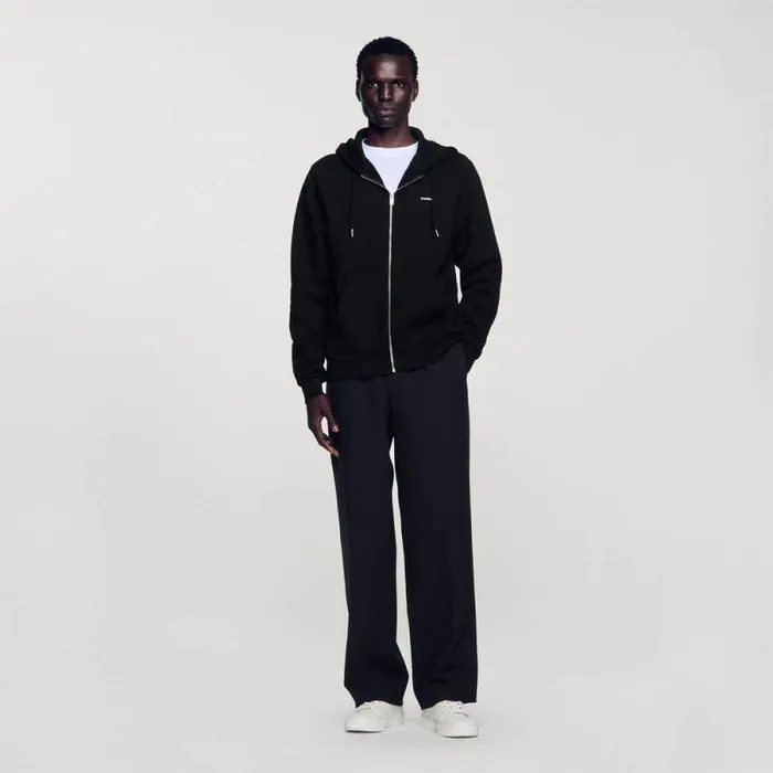 Sweatshirts and Hoodies Men SANDRO Fleece Hoodie Black