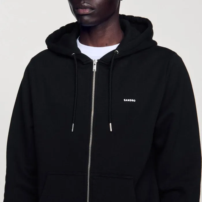 Sweatshirts and Hoodies Men SANDRO Fleece Hoodie Black