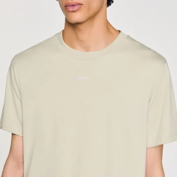 Tshirts and Polos Men SANDRO Cotton Tshirt With Logo Light Kaki