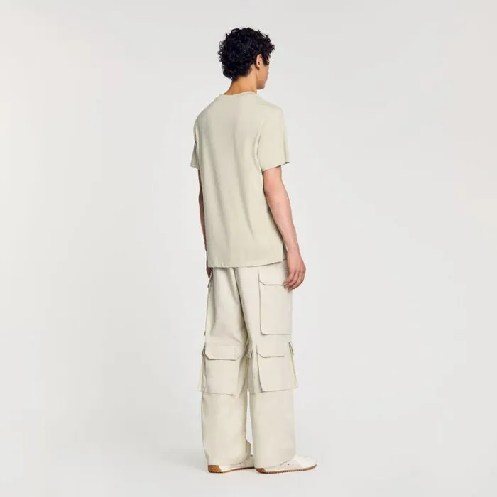 Tshirts and Polos Men SANDRO Cotton Tshirt With Logo Light Kaki