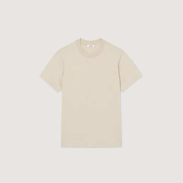Tshirts and Polos Men SANDRO Cotton Tshirt With Logo Light Kaki