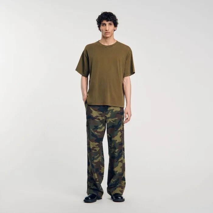 Tshirts and Polos Men SANDRO Fadedeffect Tshirt Olive Green
