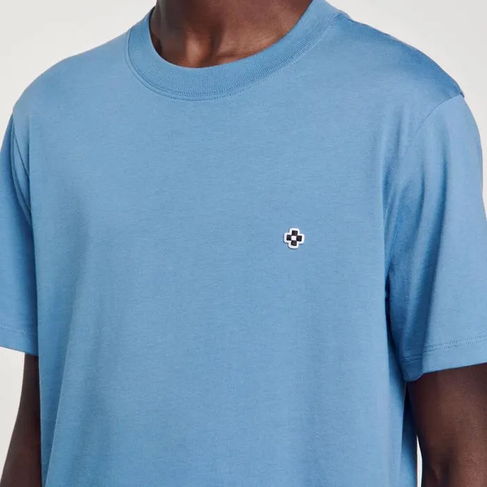 Tshirts and Polos Men SANDRO Tshirt With Square Cross Patch Blue Jean