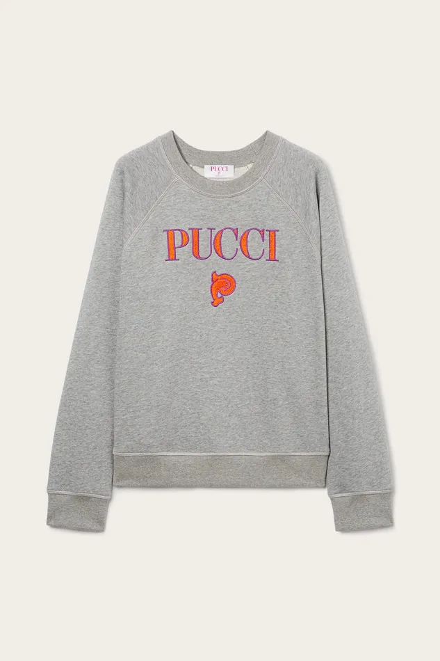 TShirts And Sweatshirts Women PUCCI LogoEmbroidered Cotton Sweatshirt