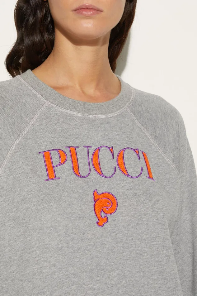 TShirts And Sweatshirts Women PUCCI LogoEmbroidered Cotton Sweatshirt