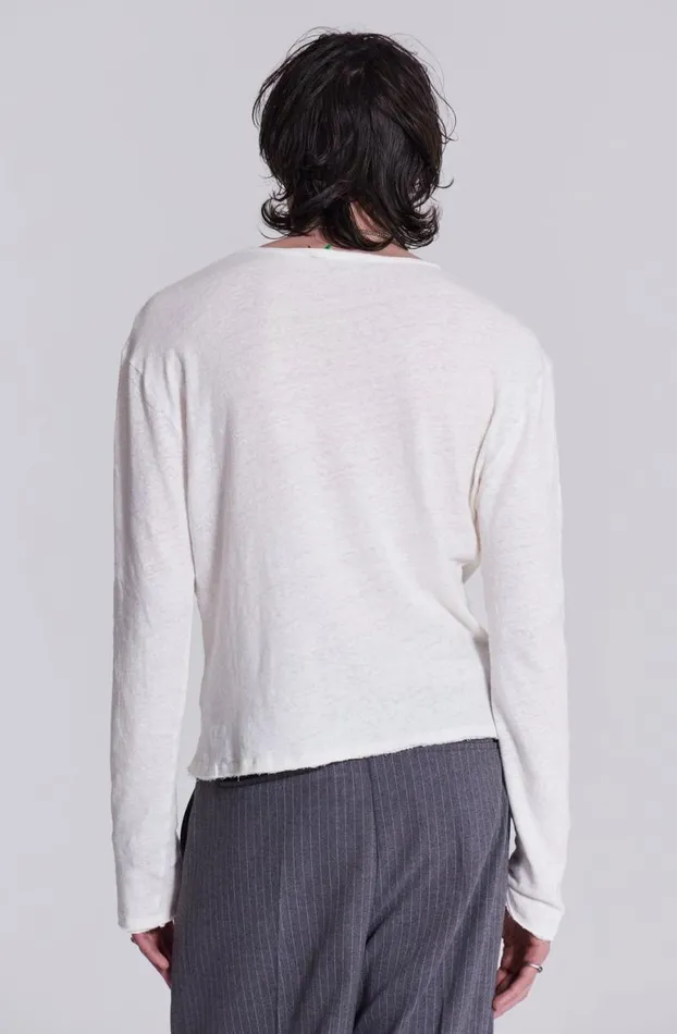 TShirts Men Jaded London Off White Slub Long Sleeve