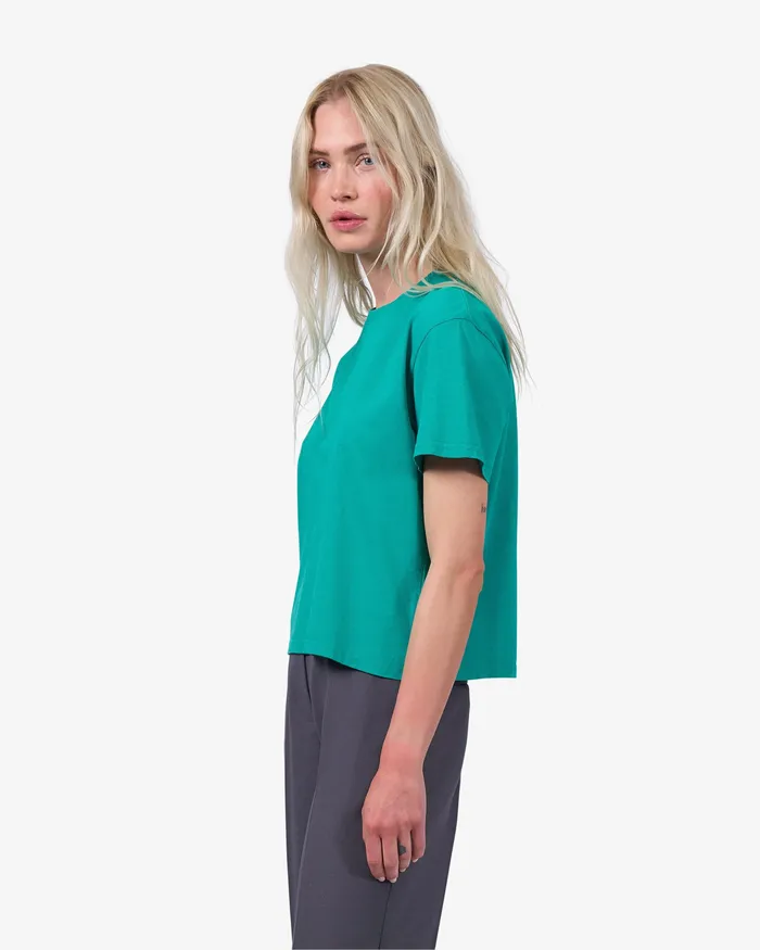 TShirts Organic Boxy Crop Tee 8211 Tropical Sea Colorfulstandard Women