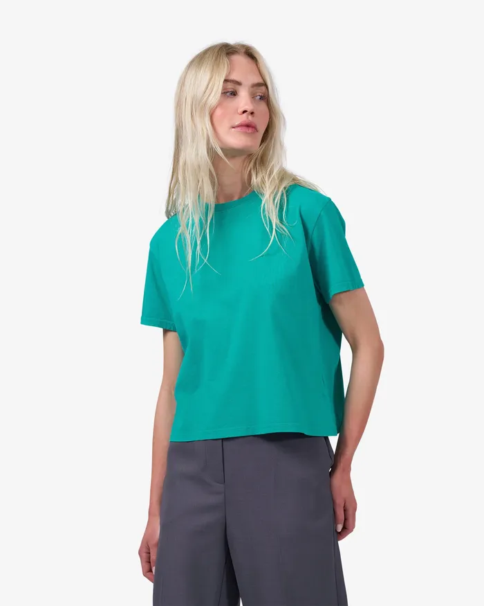 TShirts Organic Boxy Crop Tee 8211 Tropical Sea Colorfulstandard Women