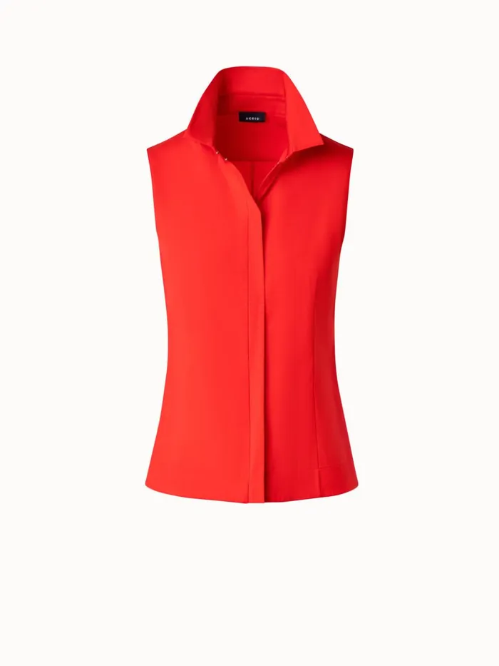 Tailored Cotton Stretch Poplin Blouse Poppy Women Akris Blouses