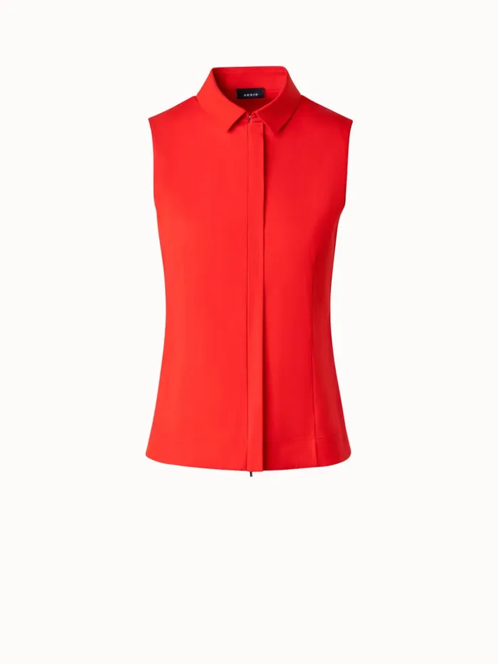 Tailored Cotton Stretch Poplin Blouse Poppy Women Akris Blouses
