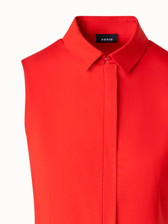 Tailored Cotton Stretch Poplin Blouse Poppy Women Akris Blouses