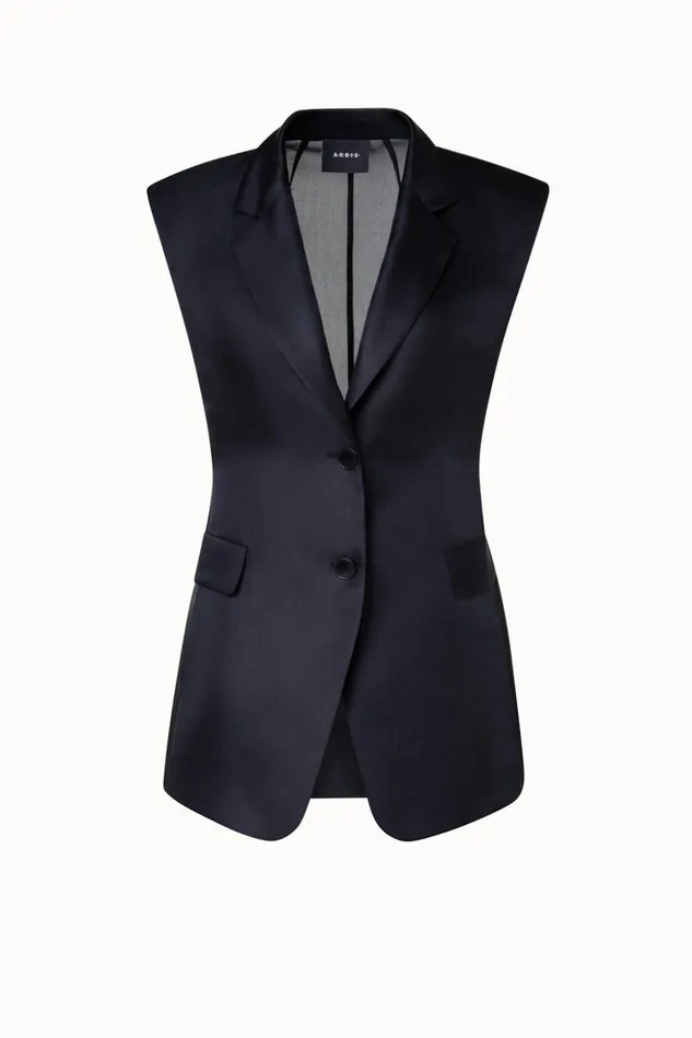 Tailored Sheer Silk Gilet Black Women Akris Jackets
