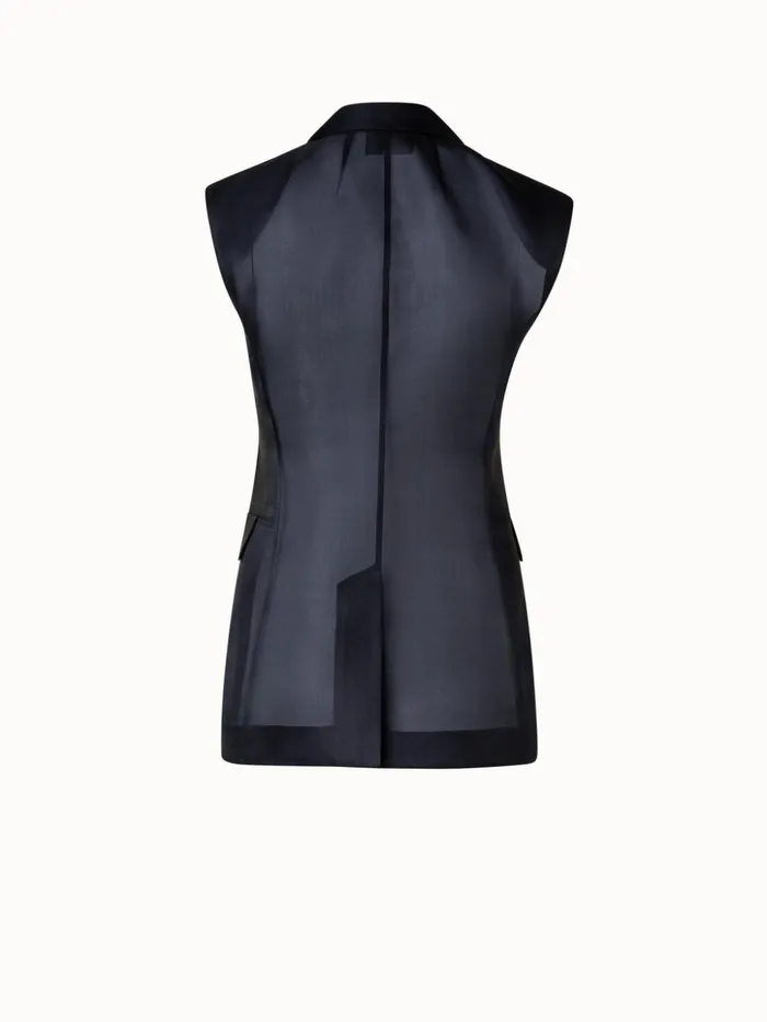Tailored Sheer Silk Gilet Black Women Akris Jackets