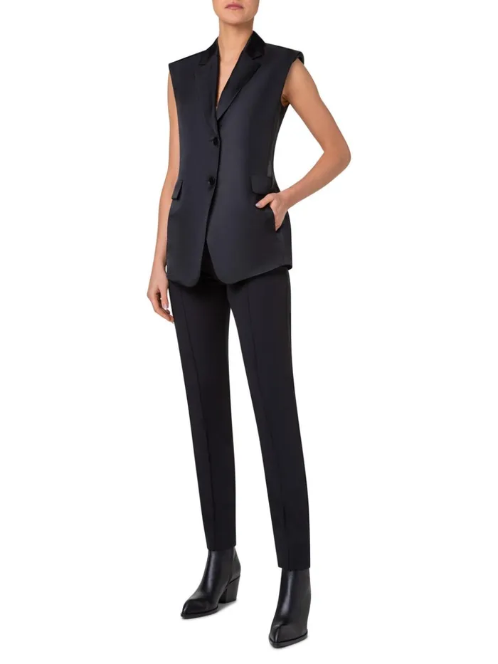 Tailored Sheer Silk Gilet Black Women Akris Jackets