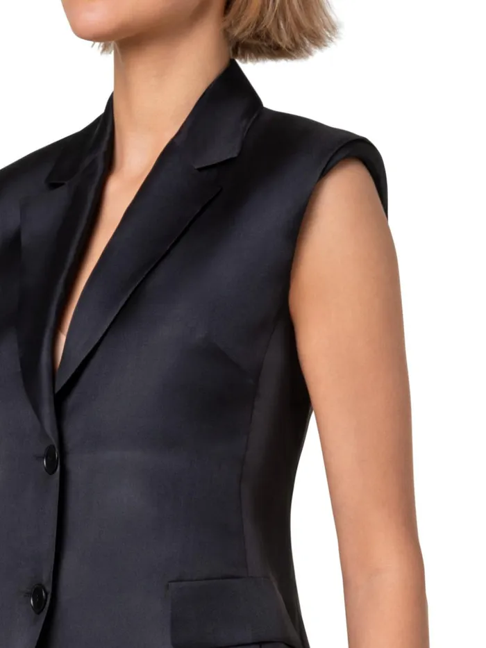 Tailored Sheer Silk Gilet Black Women Akris Jackets