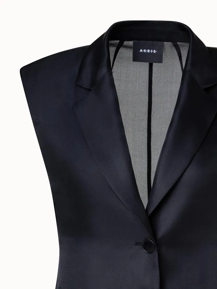 Tailored Sheer Silk Gilet Black Women Akris Jackets