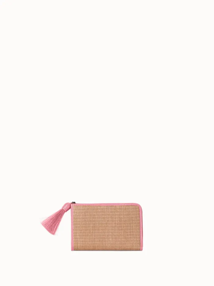 Tassel Pouch In Raffia Fabric Camelblossom Women Akris Mini Bags