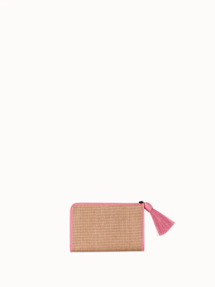 Tassel Pouch In Raffia Fabric Camelblossom Women Akris Mini Bags