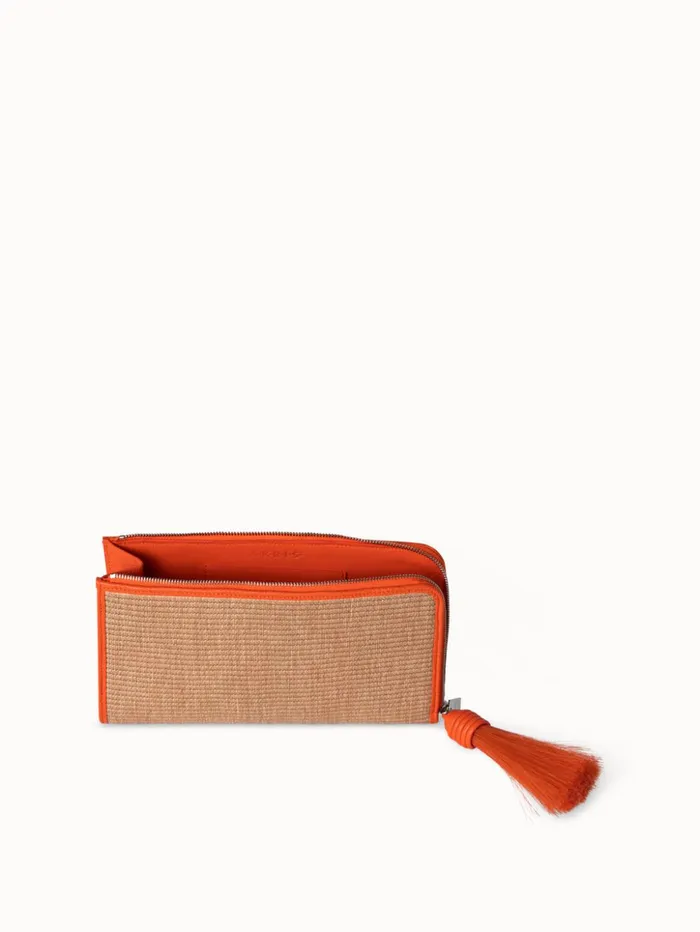 Tassel Pouch In Raffia Fabric Camelzinnia Women Akris Clutches