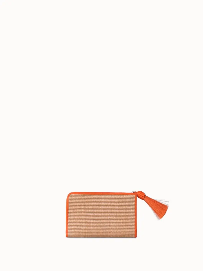 Tassel Pouch In Raffia Fabric Camelzinnia Women Akris Clutches